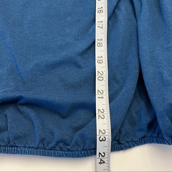 Soft Surroundings Womens Blue Puff Sleeve Boho Peasant Embroidered Blouse L - Picture 3 of 13